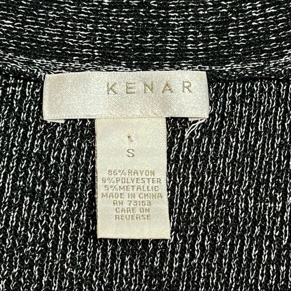 Kenar women’s Metallic Stretch Knit V-Neck A-Line Dress Black Silver Shimmer - Picture 6 of 6